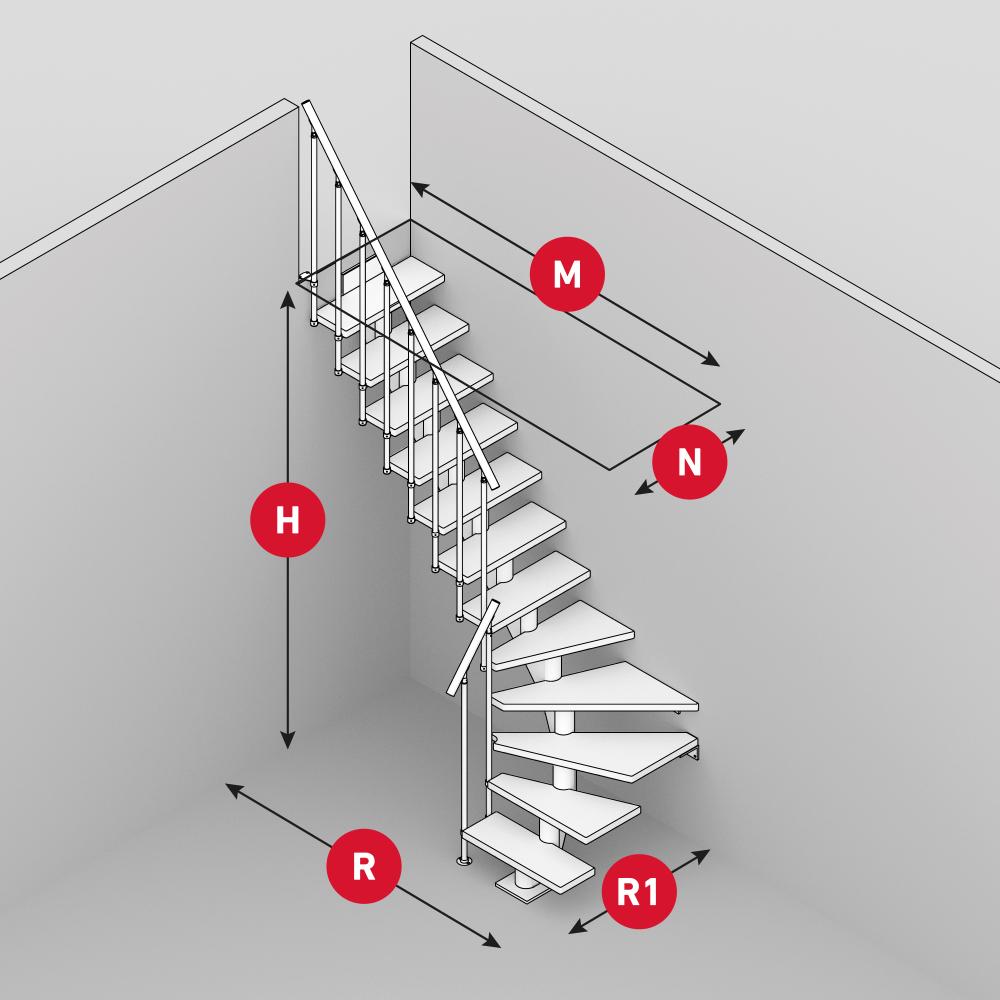 Drawing for measurement for DOLLE modular staircase 