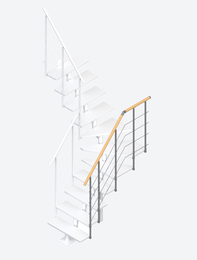 Handrail banister for quarter turn staircases