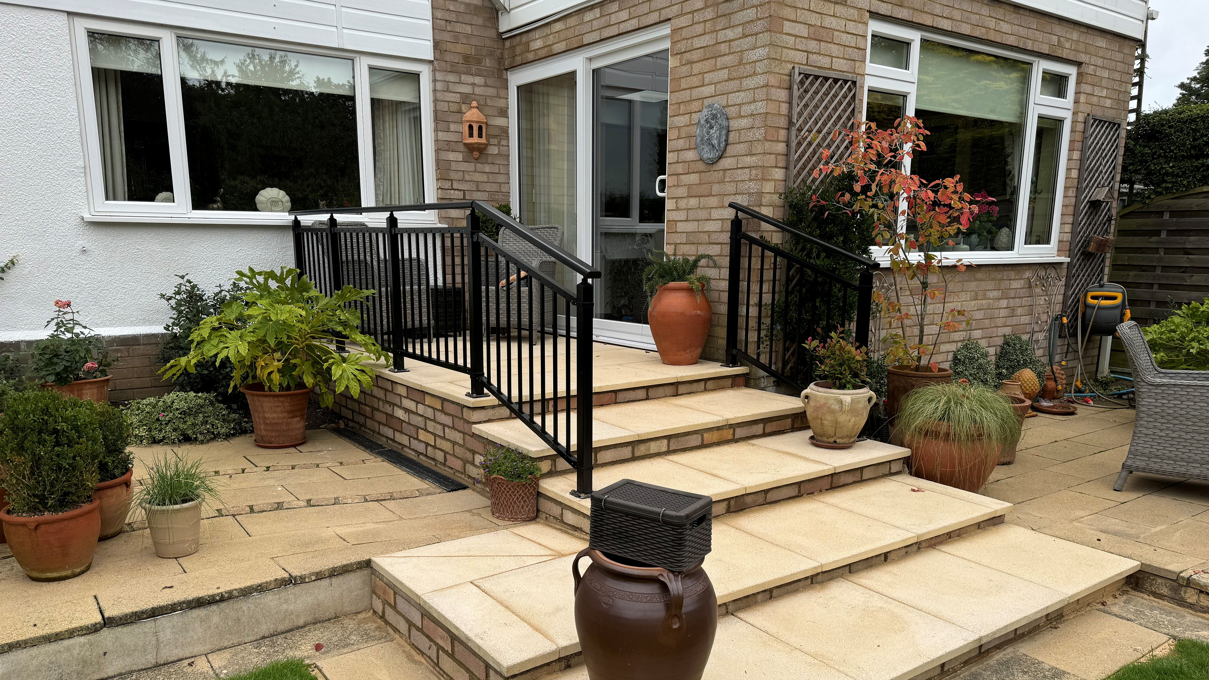 Robust safety fence installed around stair and terrace near Bedford