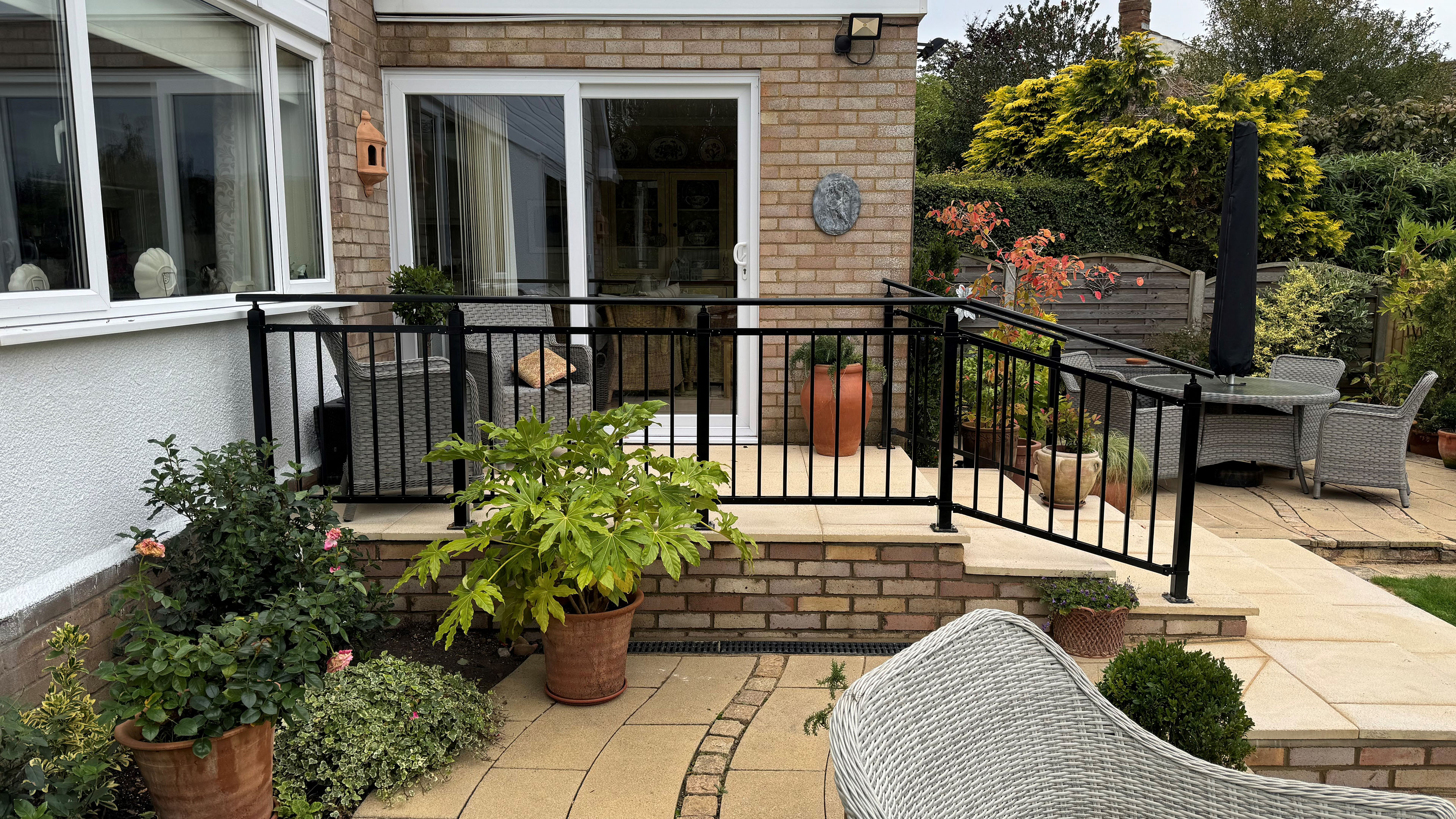 Robust safety fence installed around terrace area near Bedford