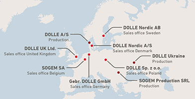 The globe inllustration to show where DOLLE are located word wide