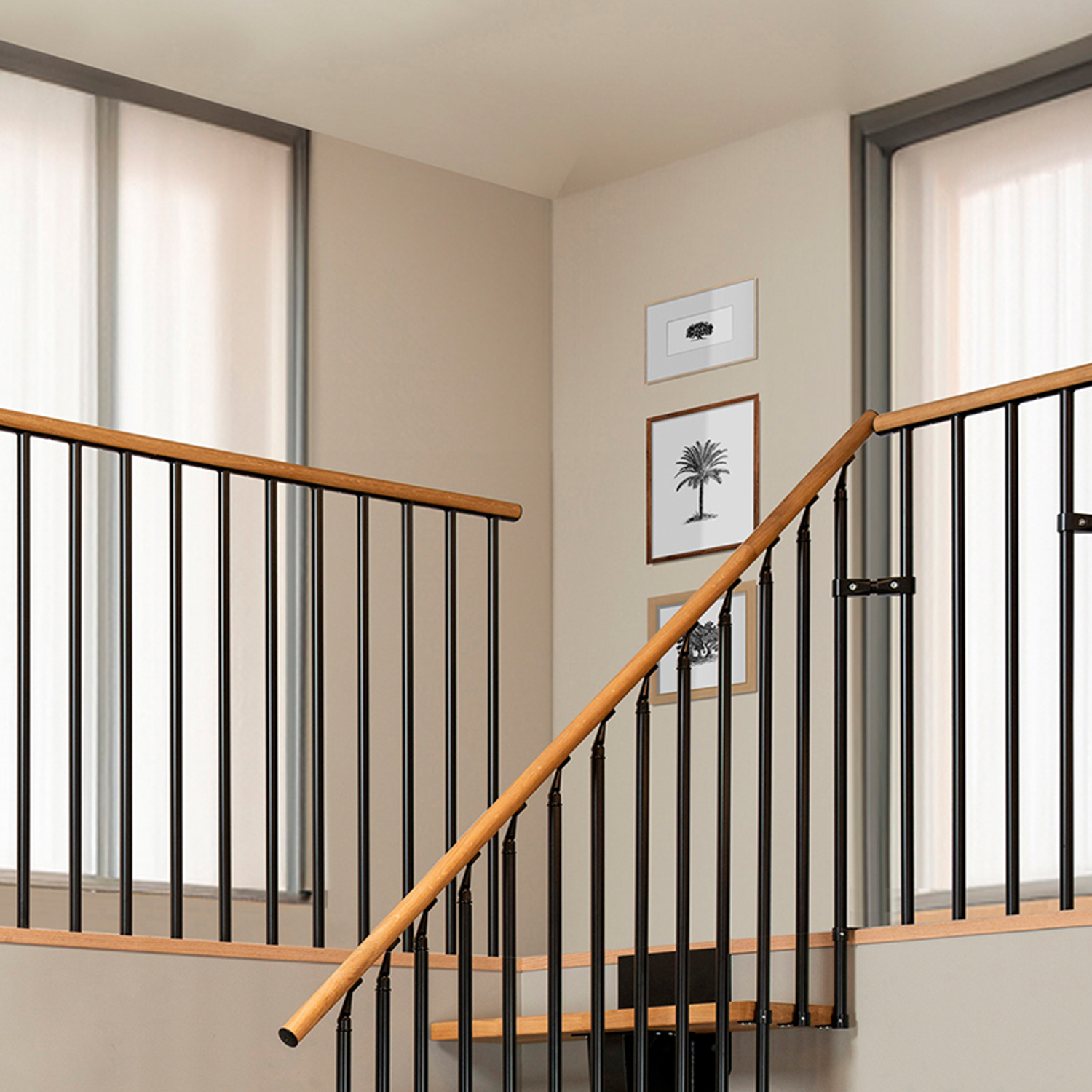 Black Vertical landing banister at a staircase from DOLLE