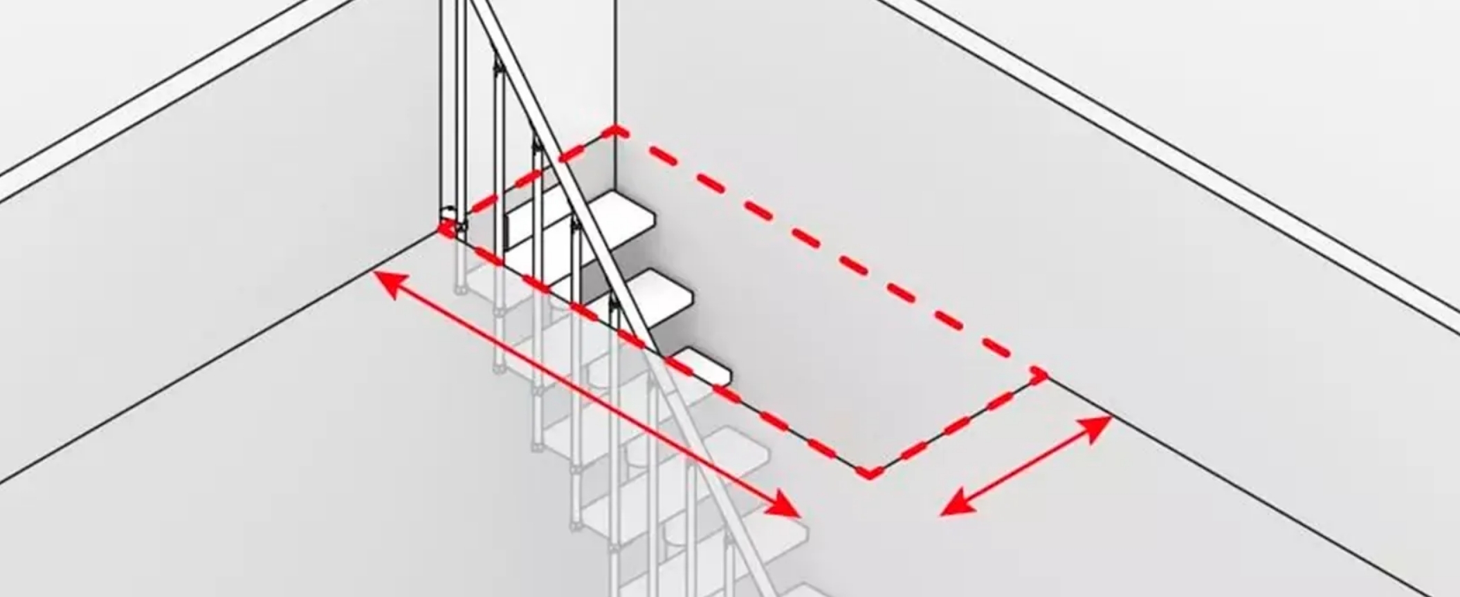 Drawing of staircase open measurements