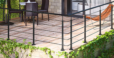 Balustrade system in black as symbol for spare parts