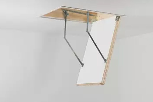 Loft ladder trapdoor, casing and arm system